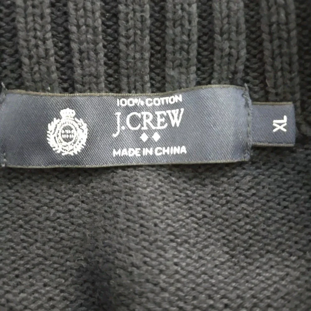 J.CREW Henley Knit Sweater Mens XL Navy Blue 100 Cotton Pullover Raglan 3 Button